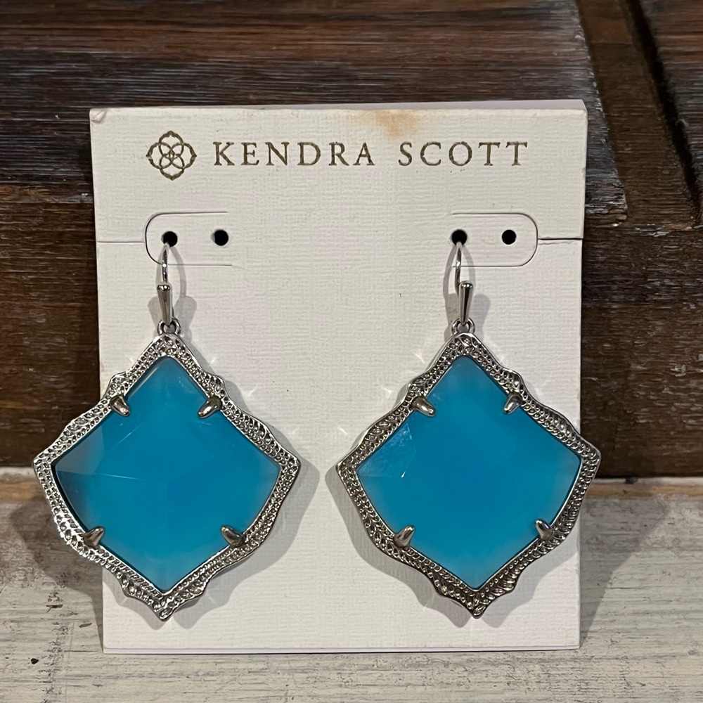 Kendra Scott RARE & Retired Kirsten Teal Agate & Silver Stunningly GORGEOUS!